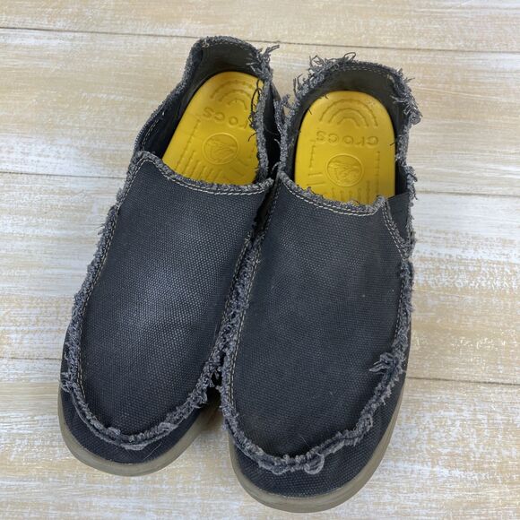 Crocs Santa Cruz Loafers Blue Canvas Triple Comfort Slip-On Men’s Size 12 - Picture 7 of 11